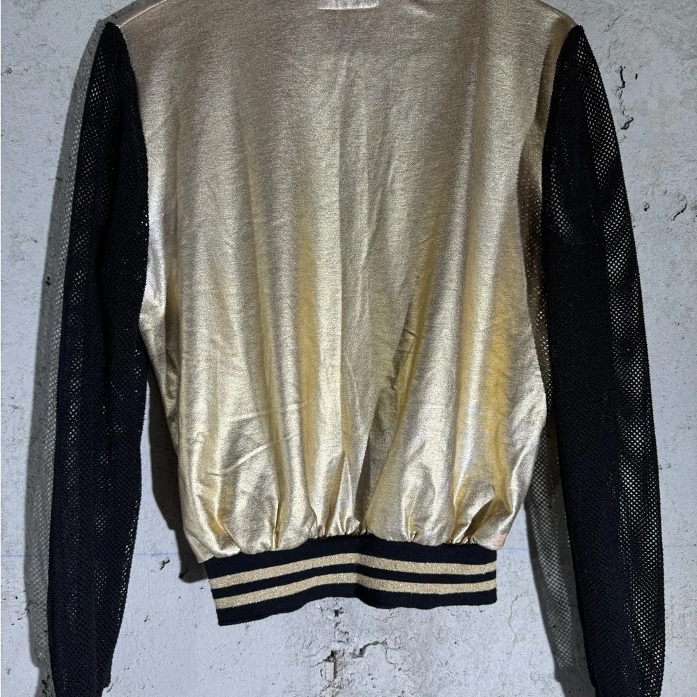 Women's Gold and Black Varsity Jacket - Picture 4 of 4